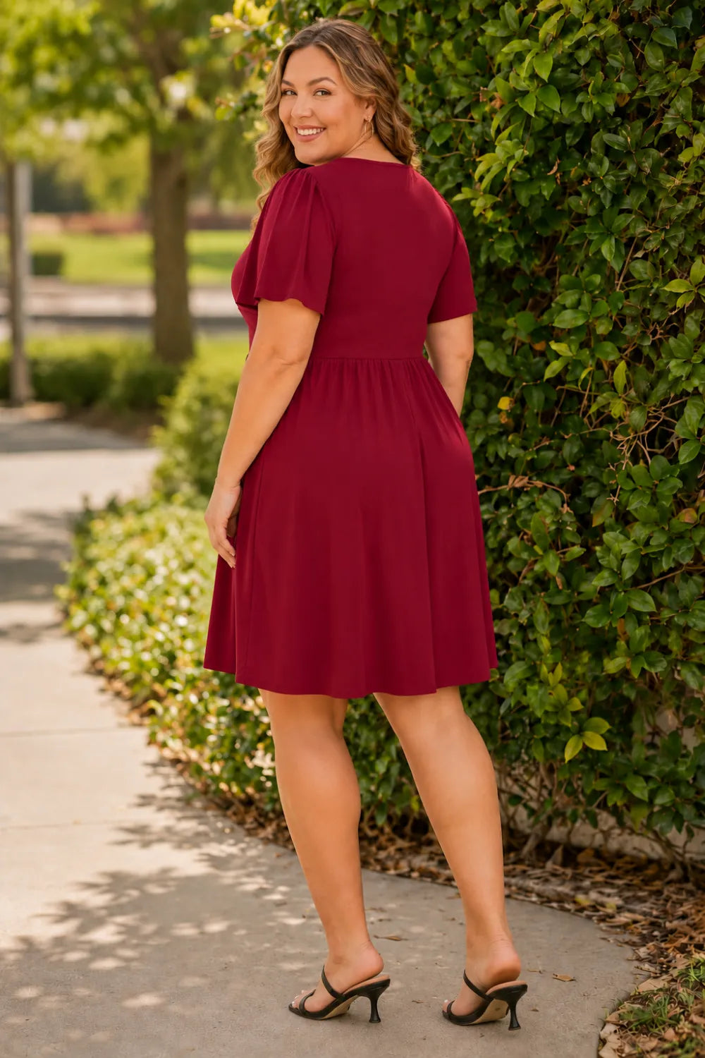 Plus Size V Neck Mini Dress(SALE)