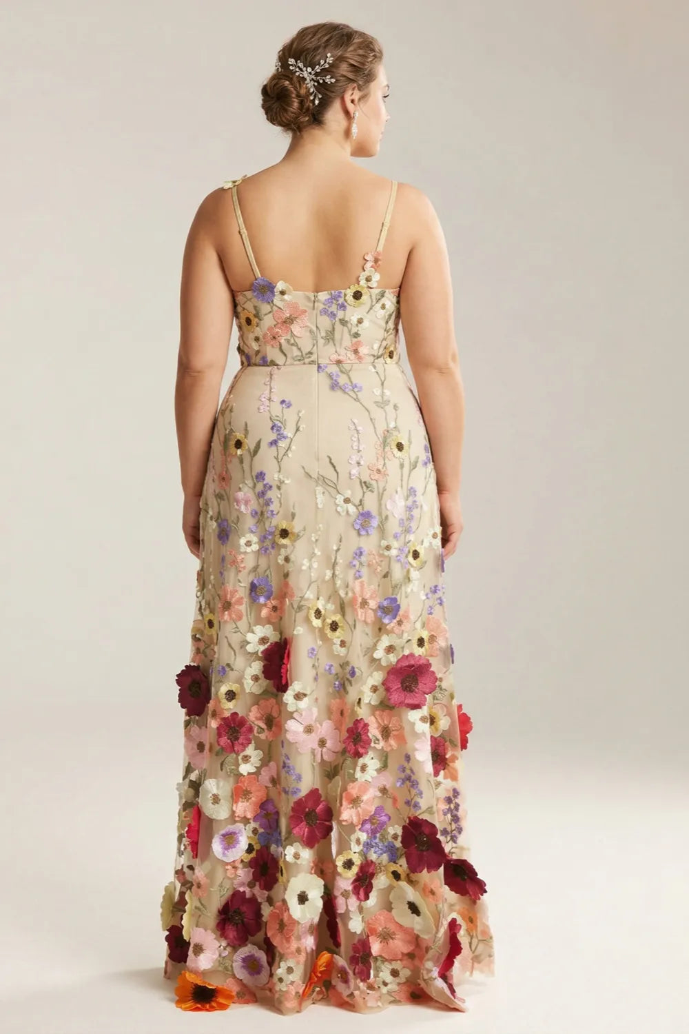 Romantic Floral Embroidered Wedding Guest Maxi Dress