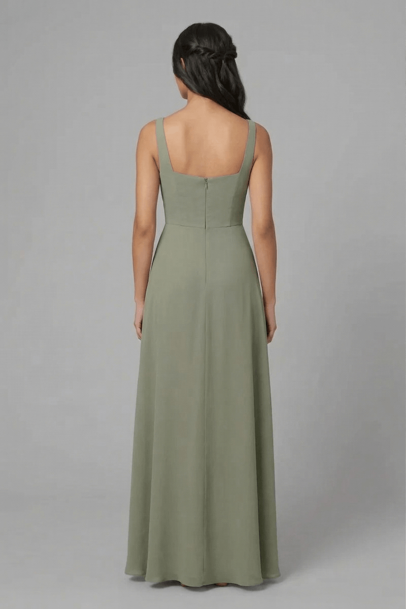 Sienna Sage Green Square Neck Bridesmaid Dress