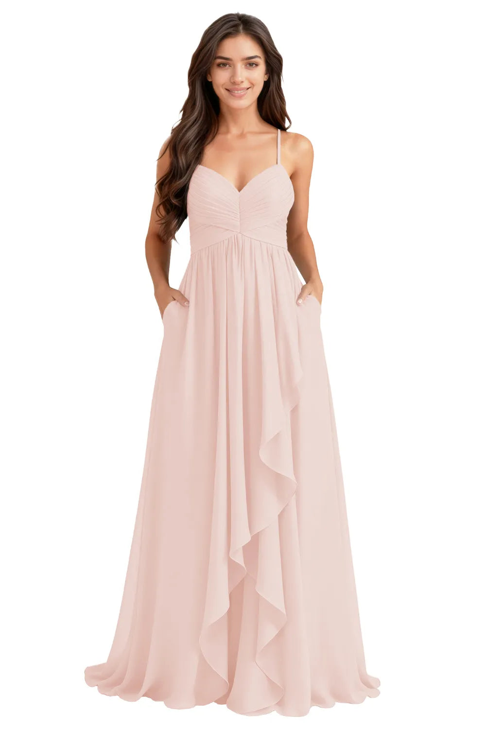 Flowy Chiffon Bridesmaid Dress with Pockets