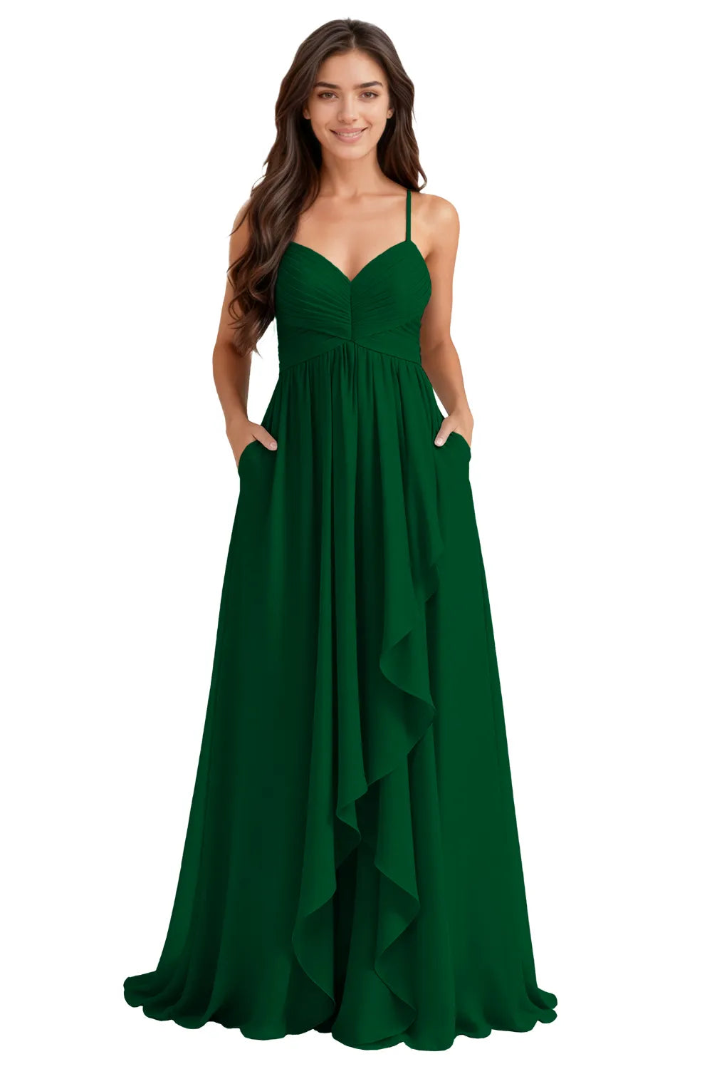 Flowy Chiffon Bridesmaid Dress with Pockets