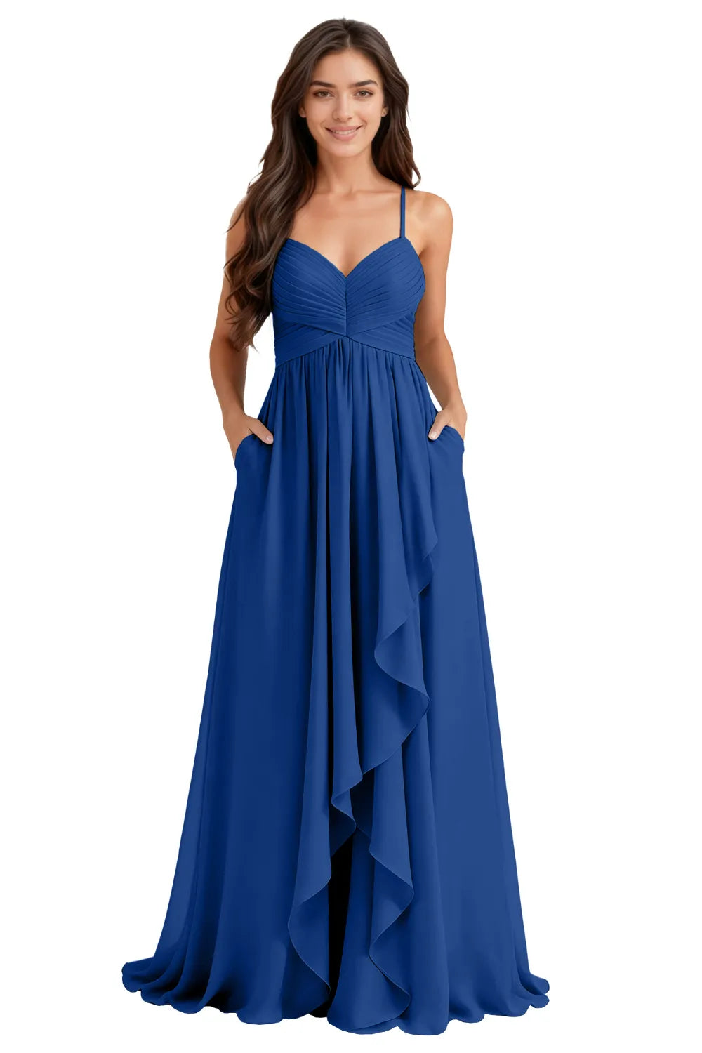 Flowy Chiffon Bridesmaid Dress with Pockets