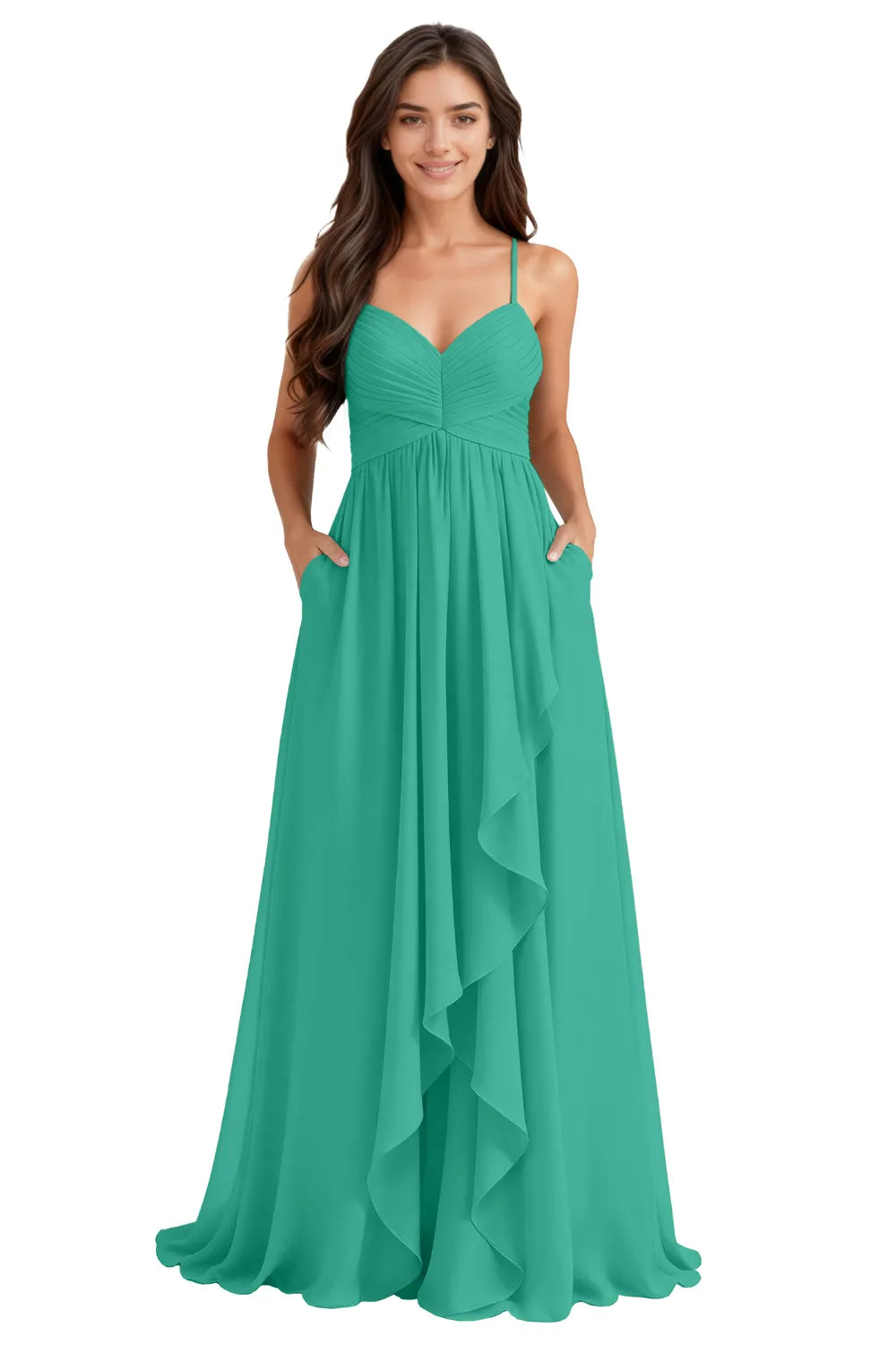 Flowy Chiffon Bridesmaid Dress with Pockets