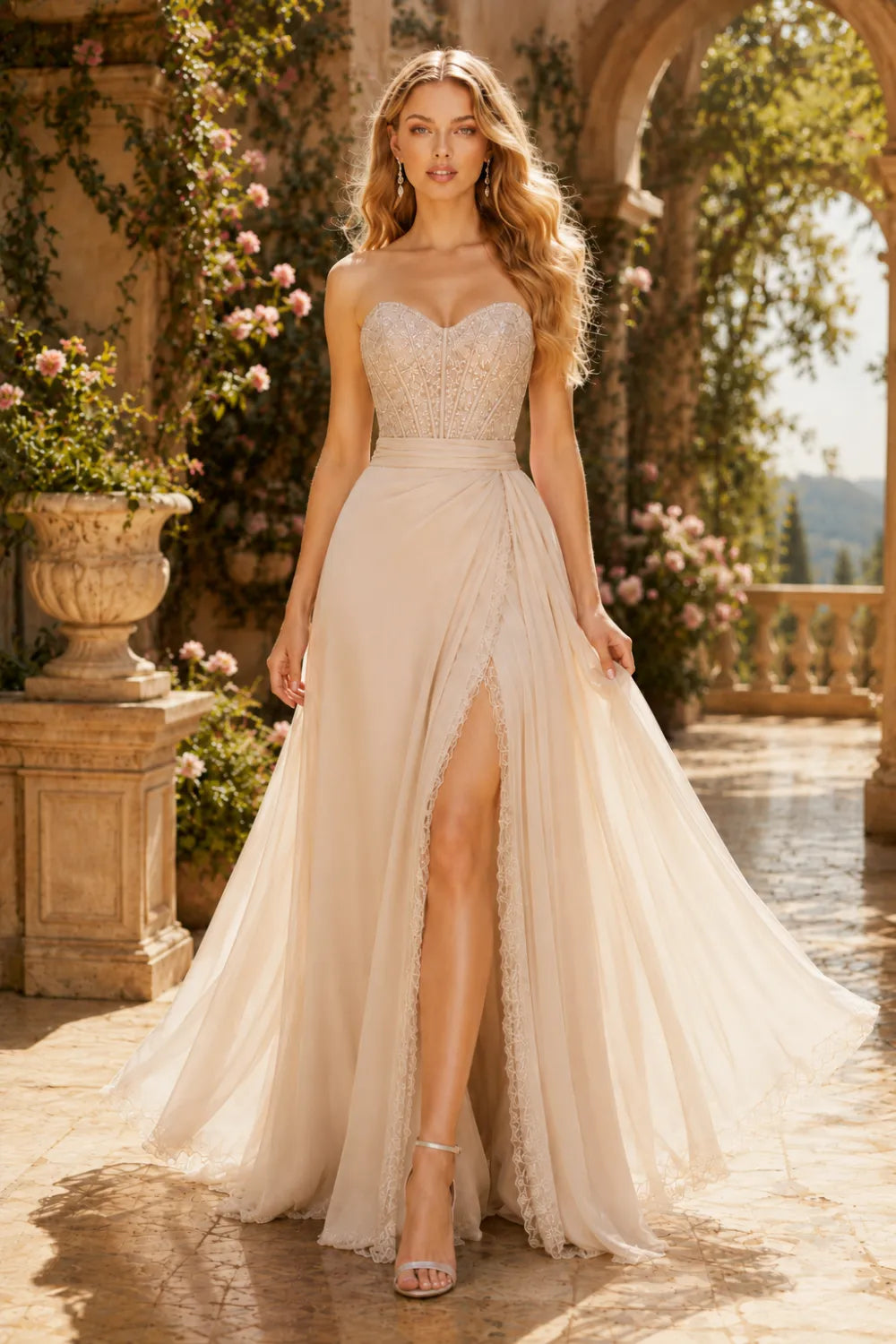 Sweetheart High Slit Formal Gown