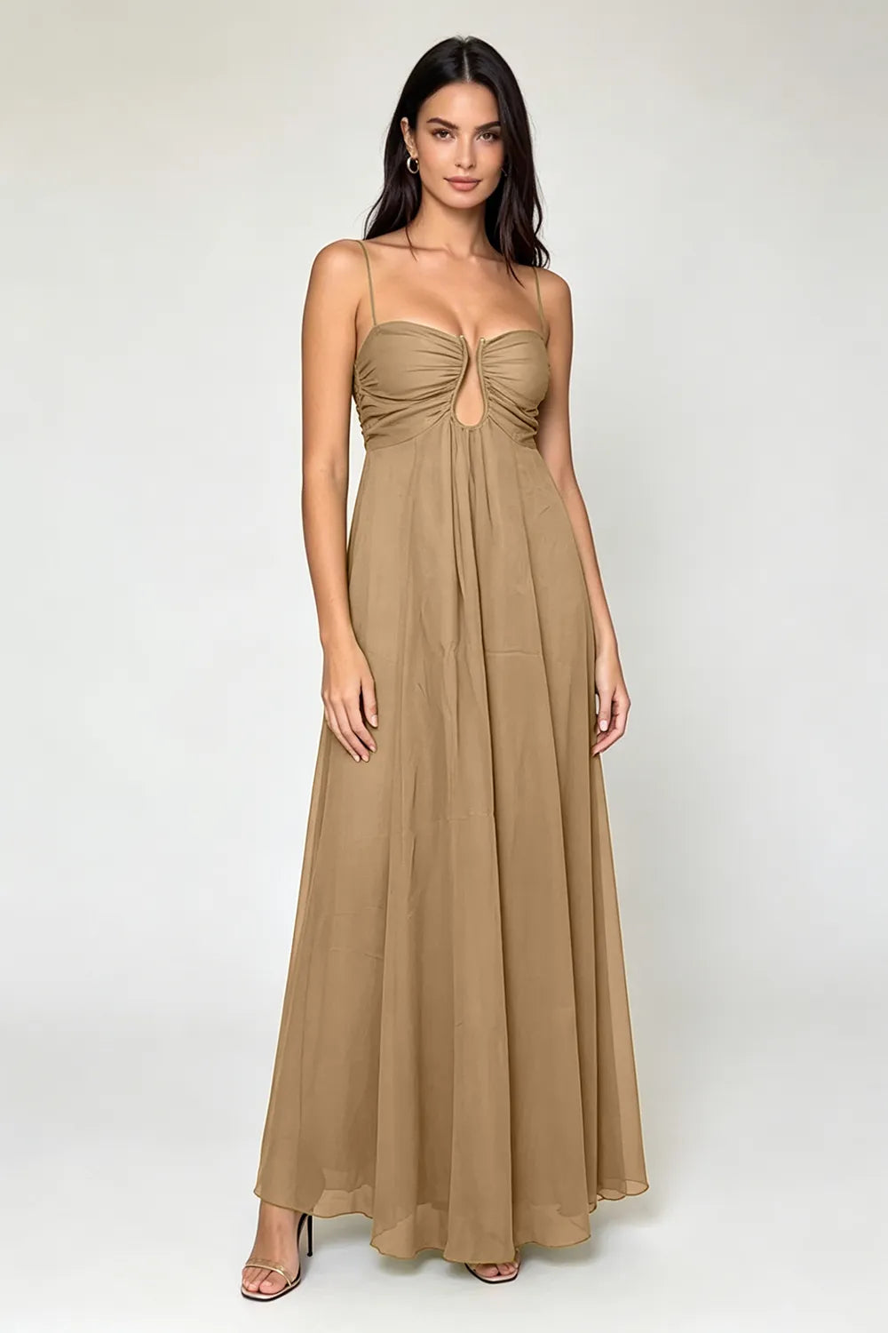 Ruched Front Cutout Maxi Dress(SALE)