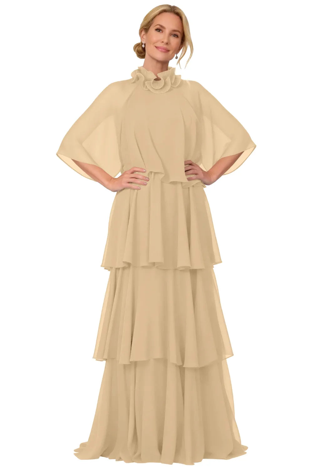 Elegant Tiered Chiffon Mother of the Bride Dress