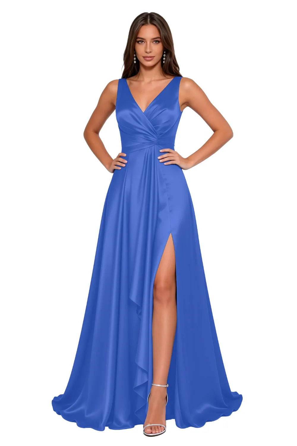 Elegant V Neck A Line Formal Maxi Dress