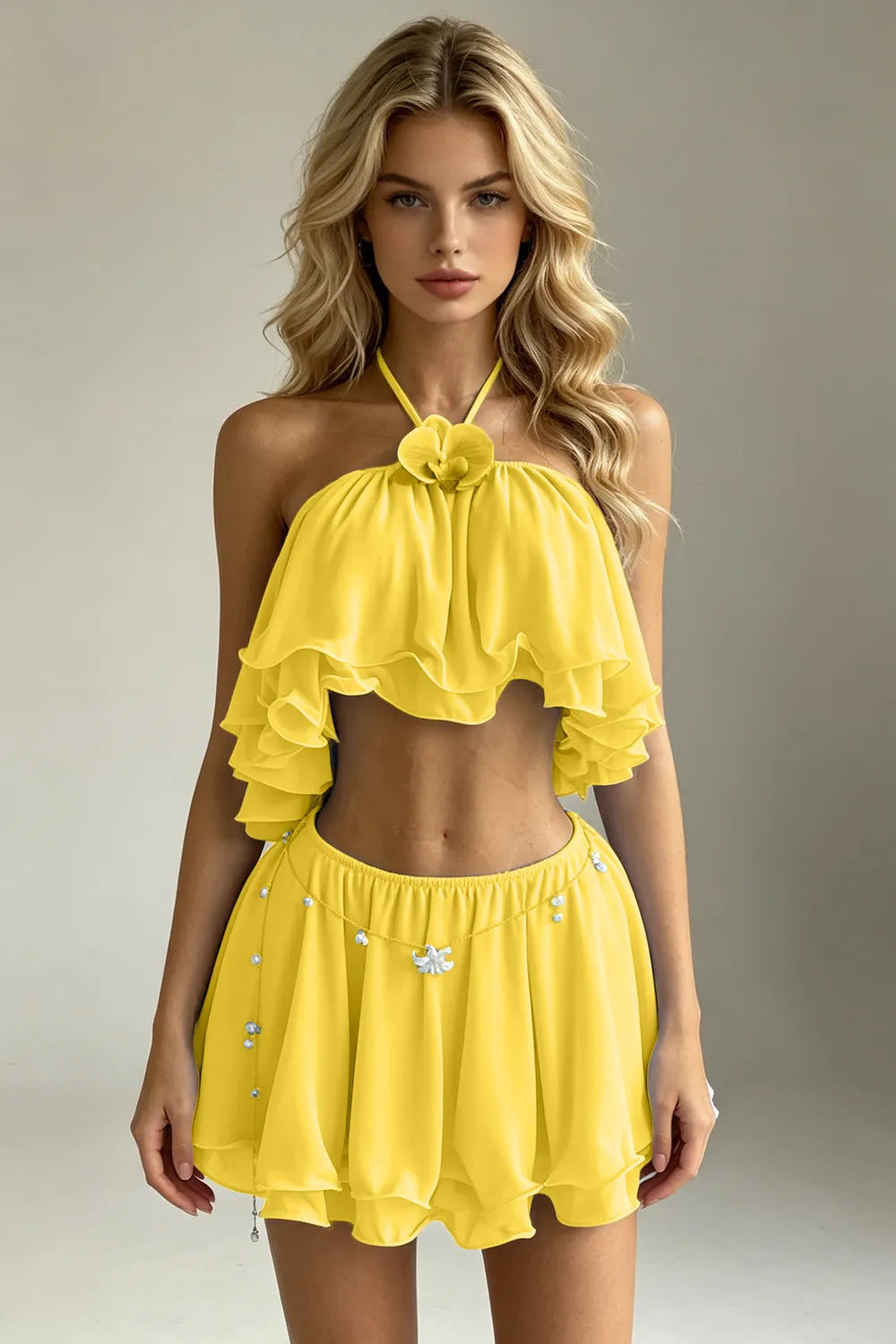 Floral Halter Cutout Mini Dress(SALE)