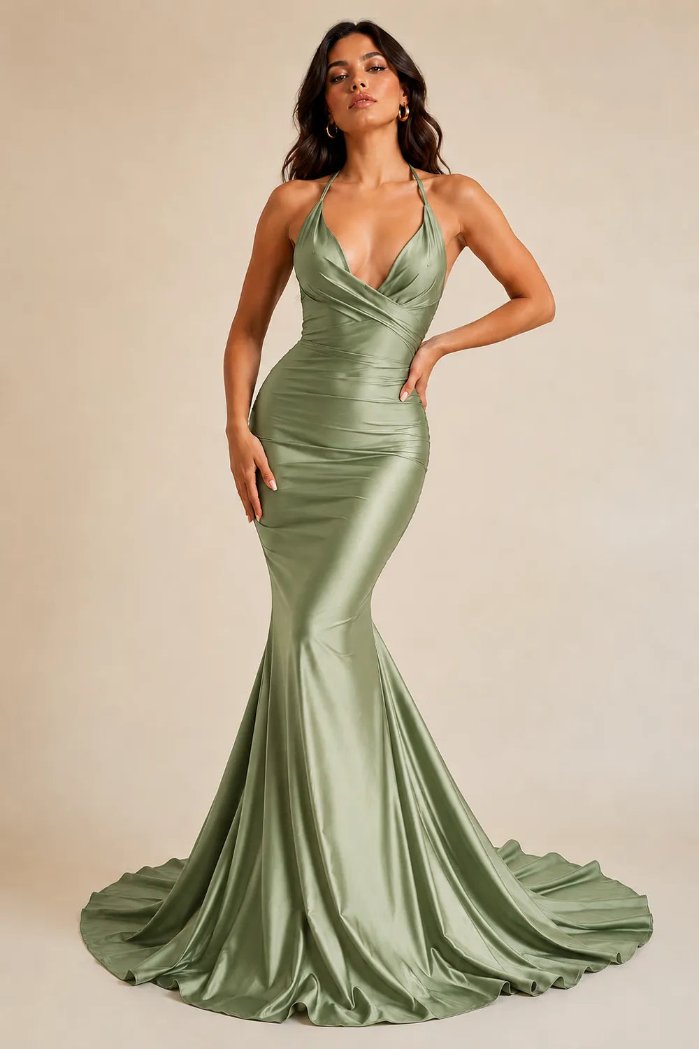 Seraphina Plunging V-Neck Mermaid Evening Gown