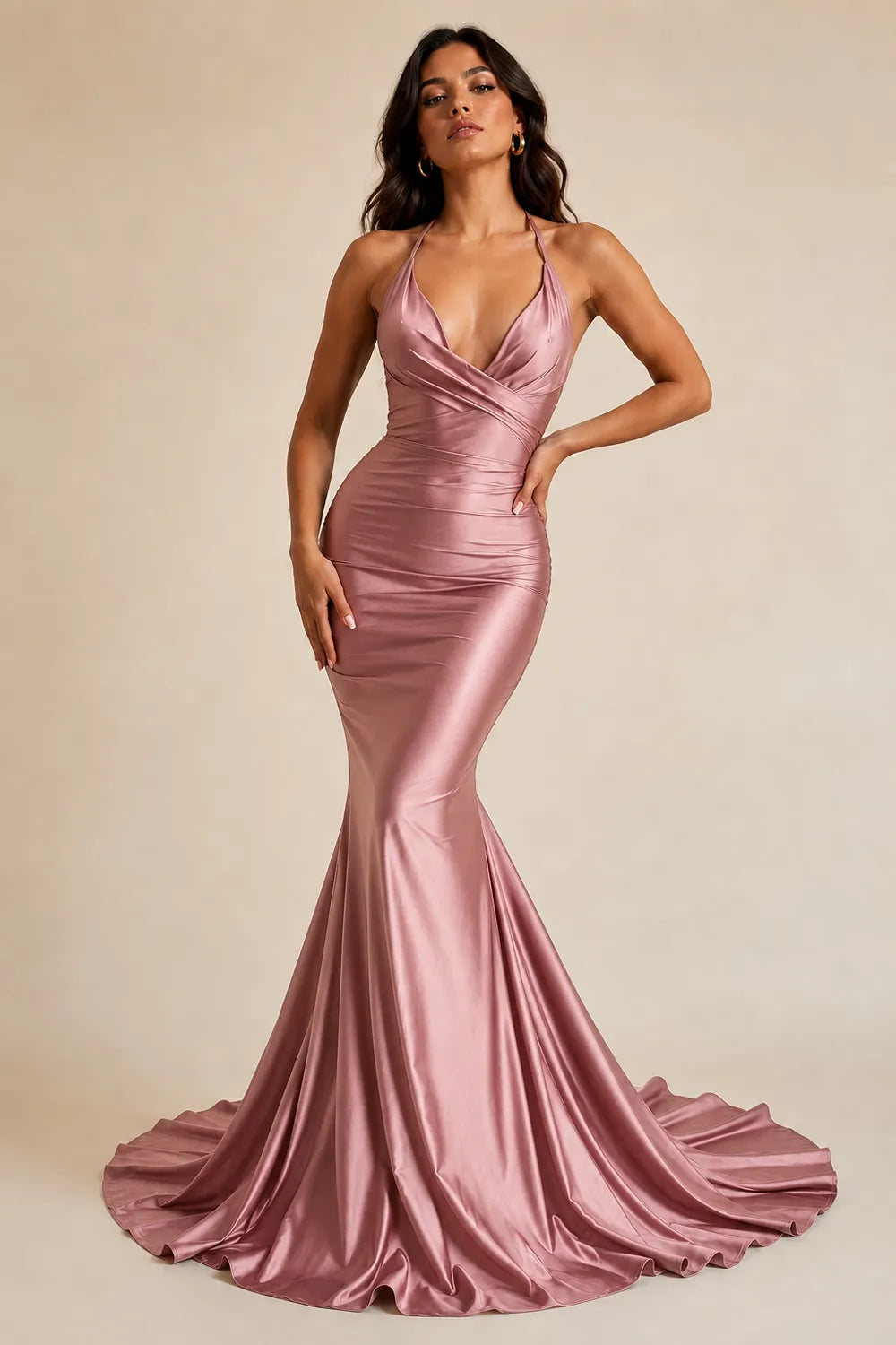 Seraphina Plunging V-Neck Mermaid Evening Gown