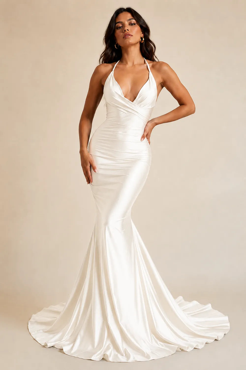 Seraphina Plunging V-Neck Mermaid Evening Gown