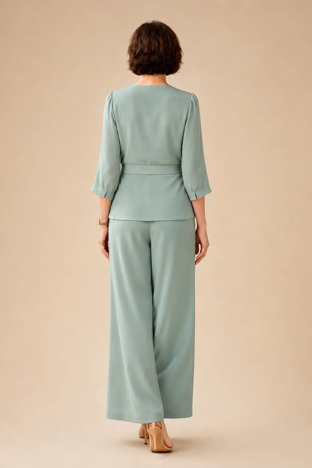 Classy Mother of the Bride Wrap Pant Suit