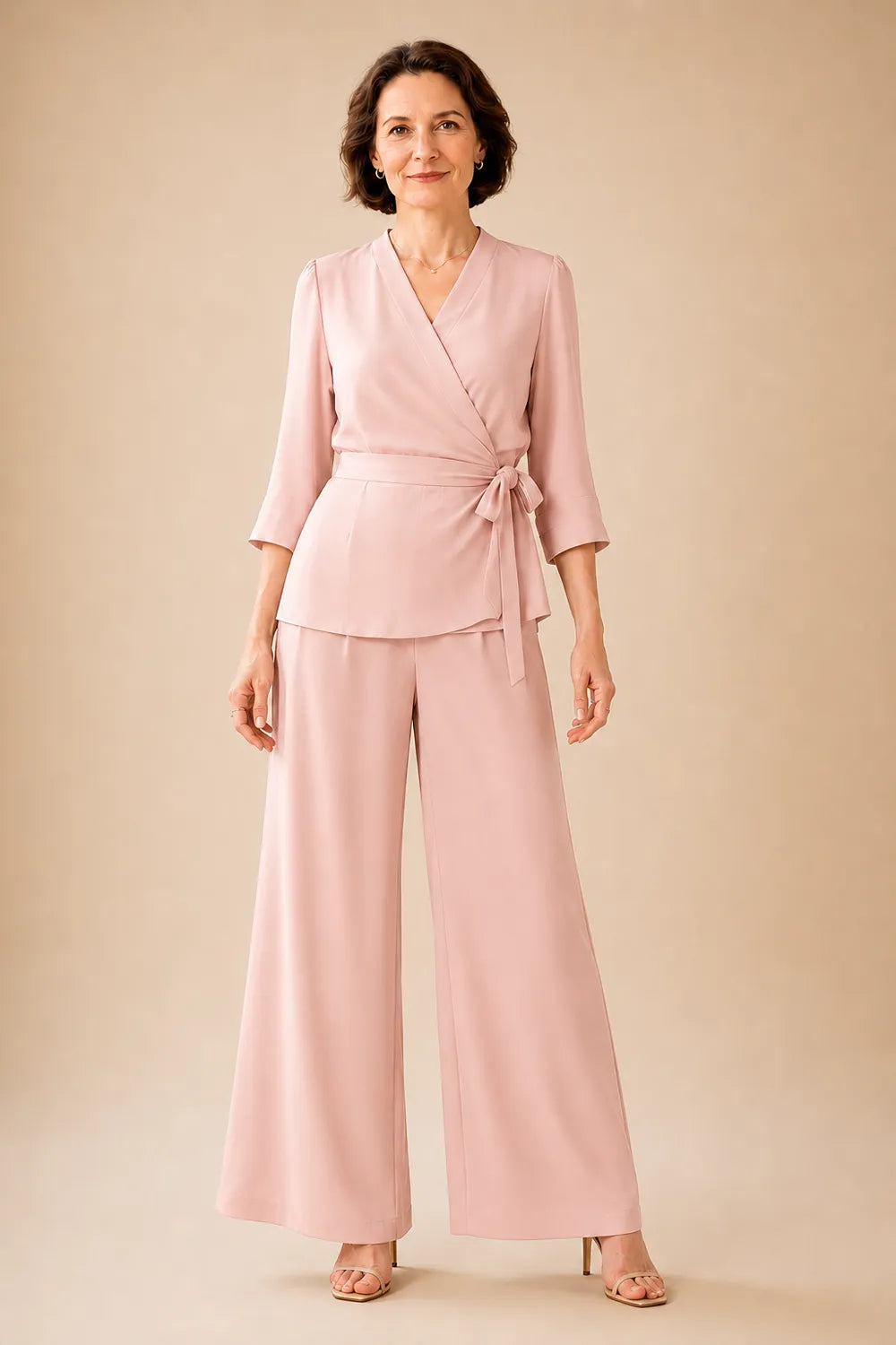 Classy Mother of the Bride Wrap Pant Suit