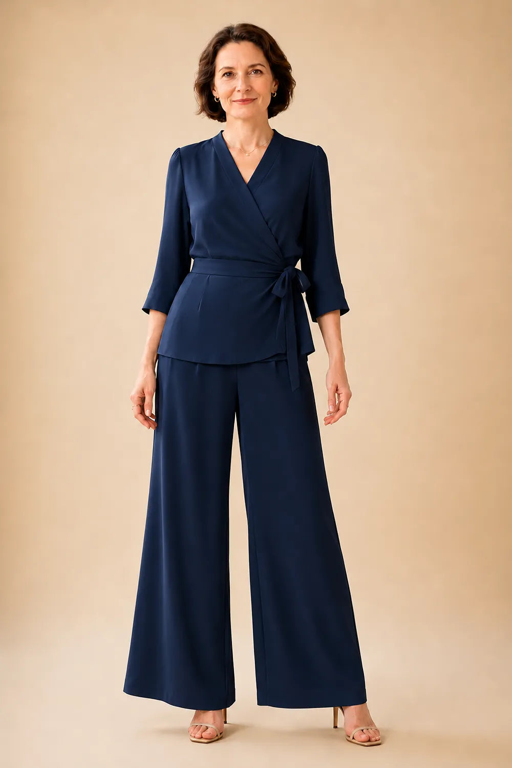Classy Mother of the Bride Wrap Pant Suit