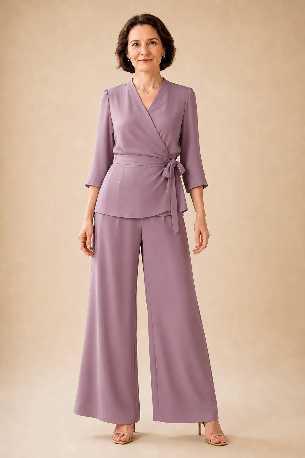 Classy Mother of the Bride Wrap Pant Suit