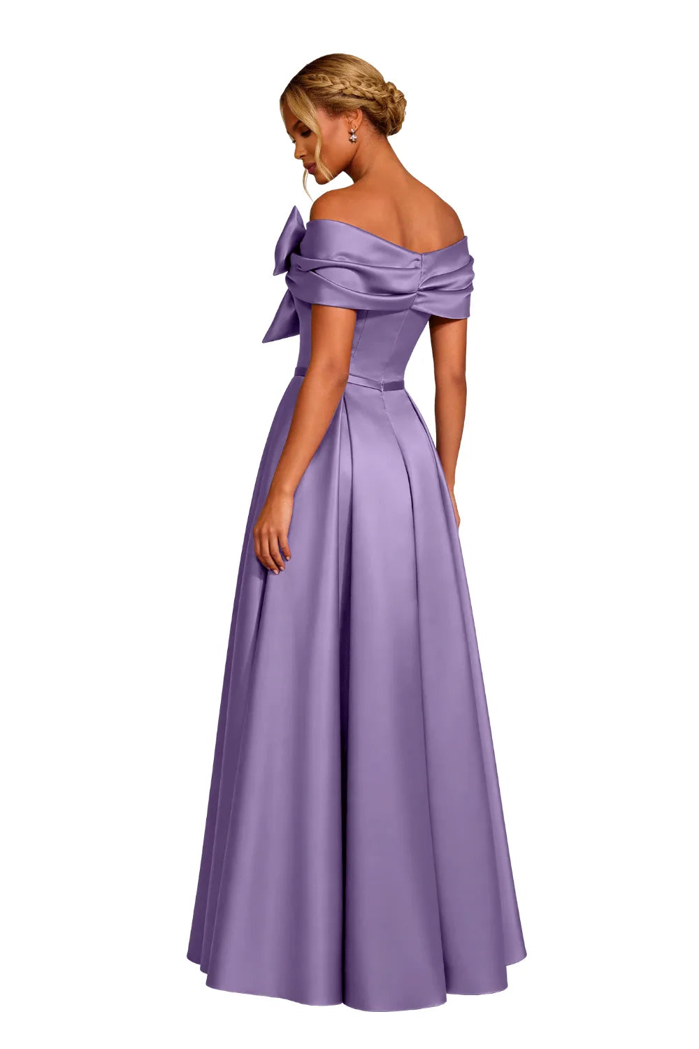 Classic Off Shoulder Statement Bow Formal Dress