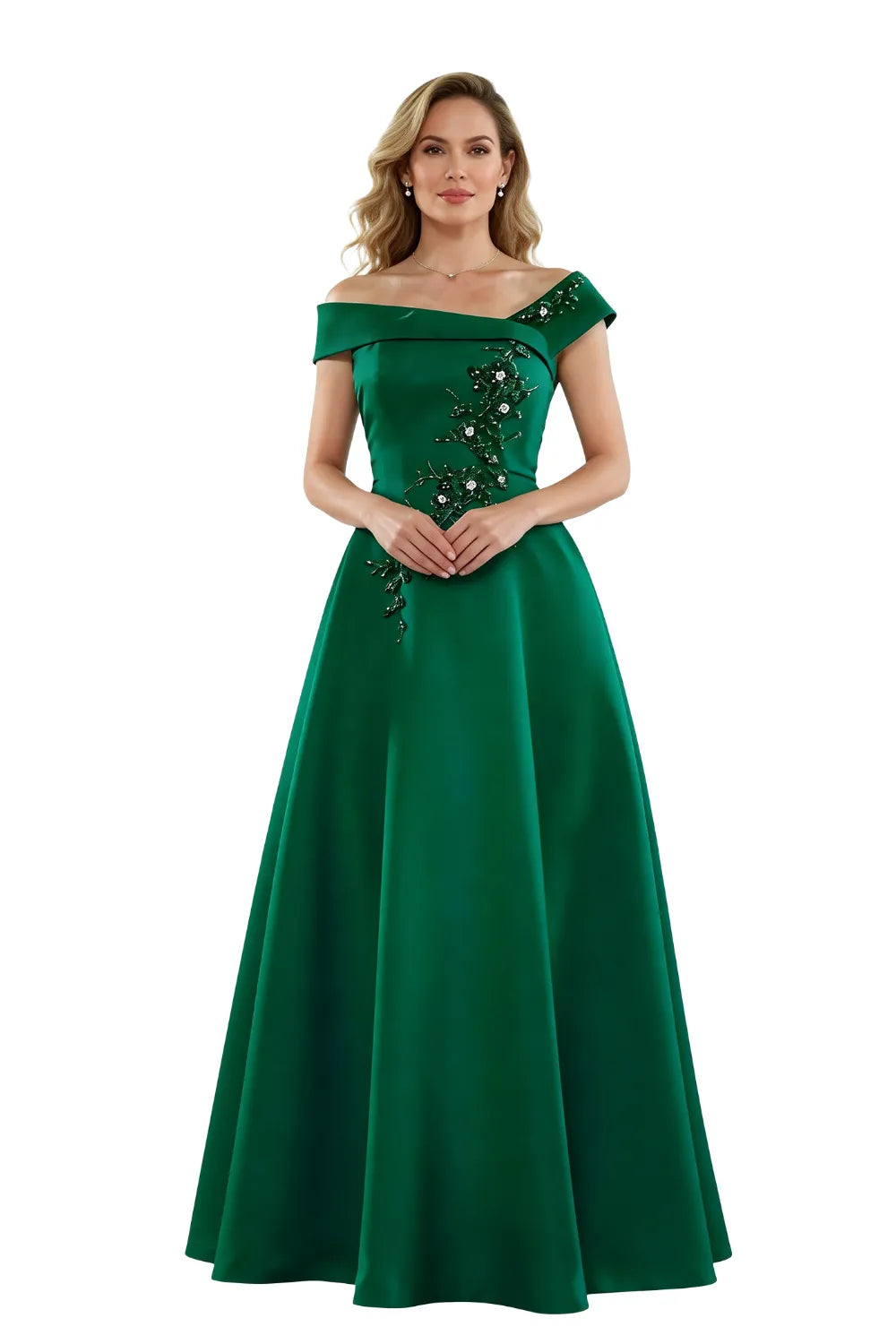 Timeless Off Shoulder Satin Evening Dress