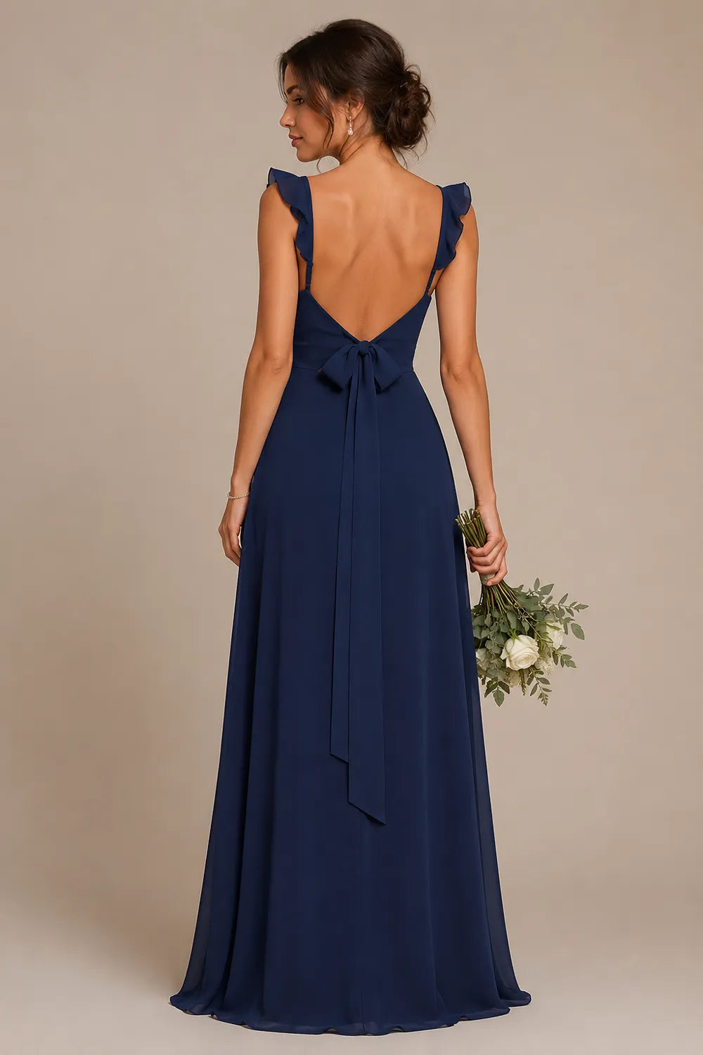 Elowen Open Back Bow Evening Dress