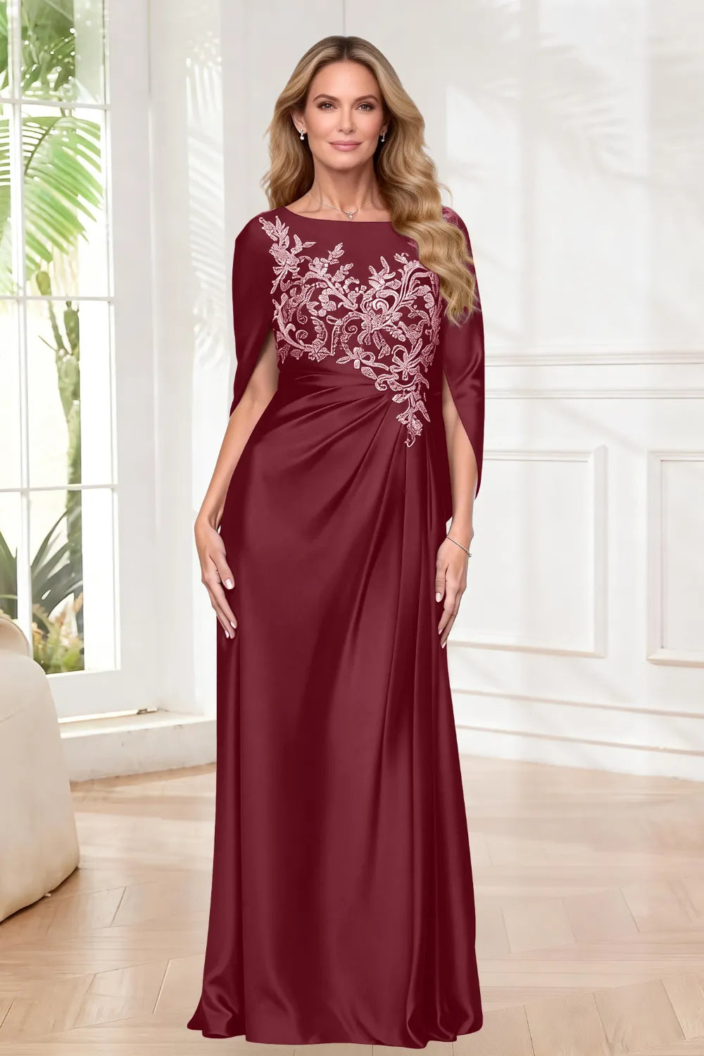 Ethereal Embroidered Cape Gown