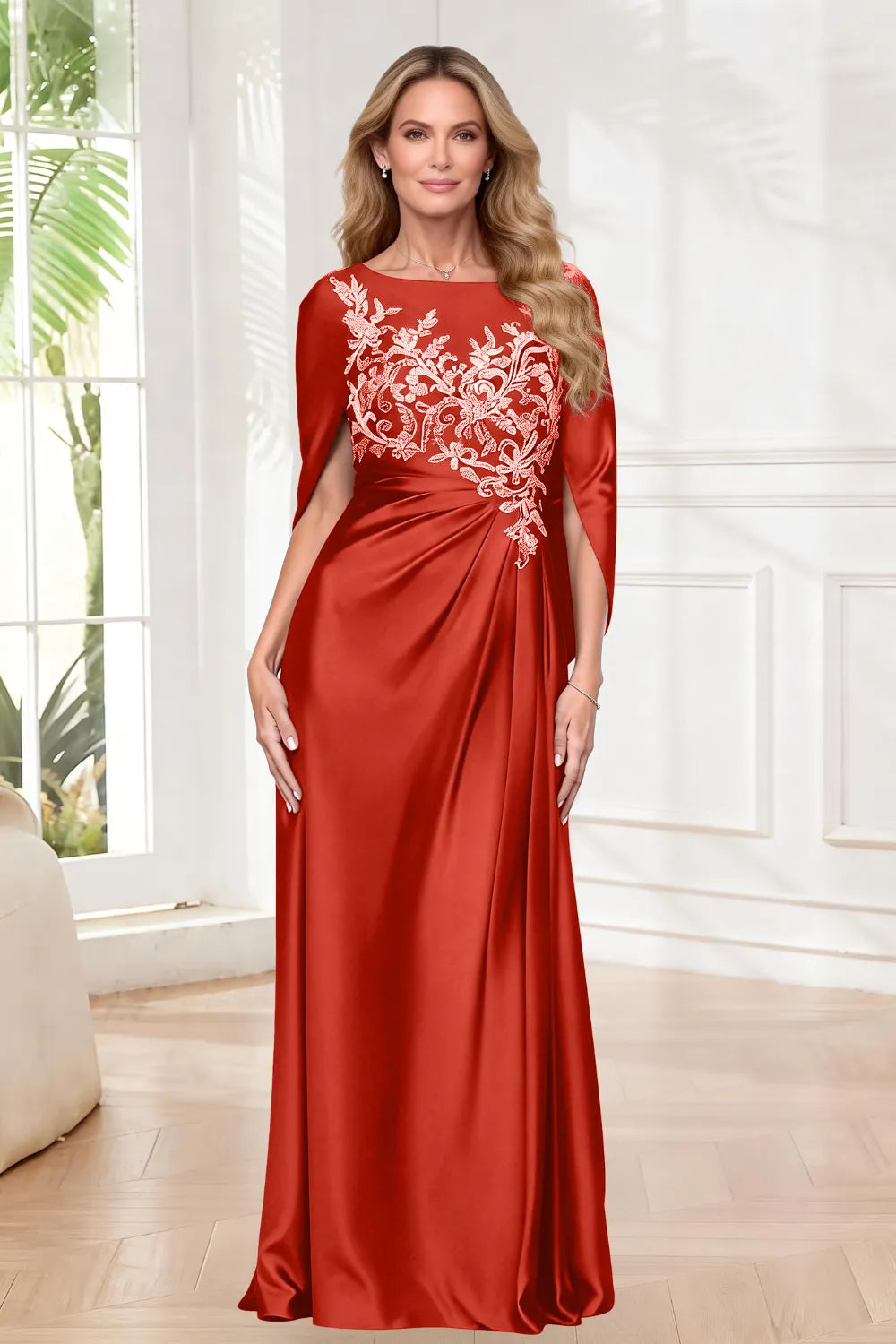 Ethereal Embroidered Cape Gown