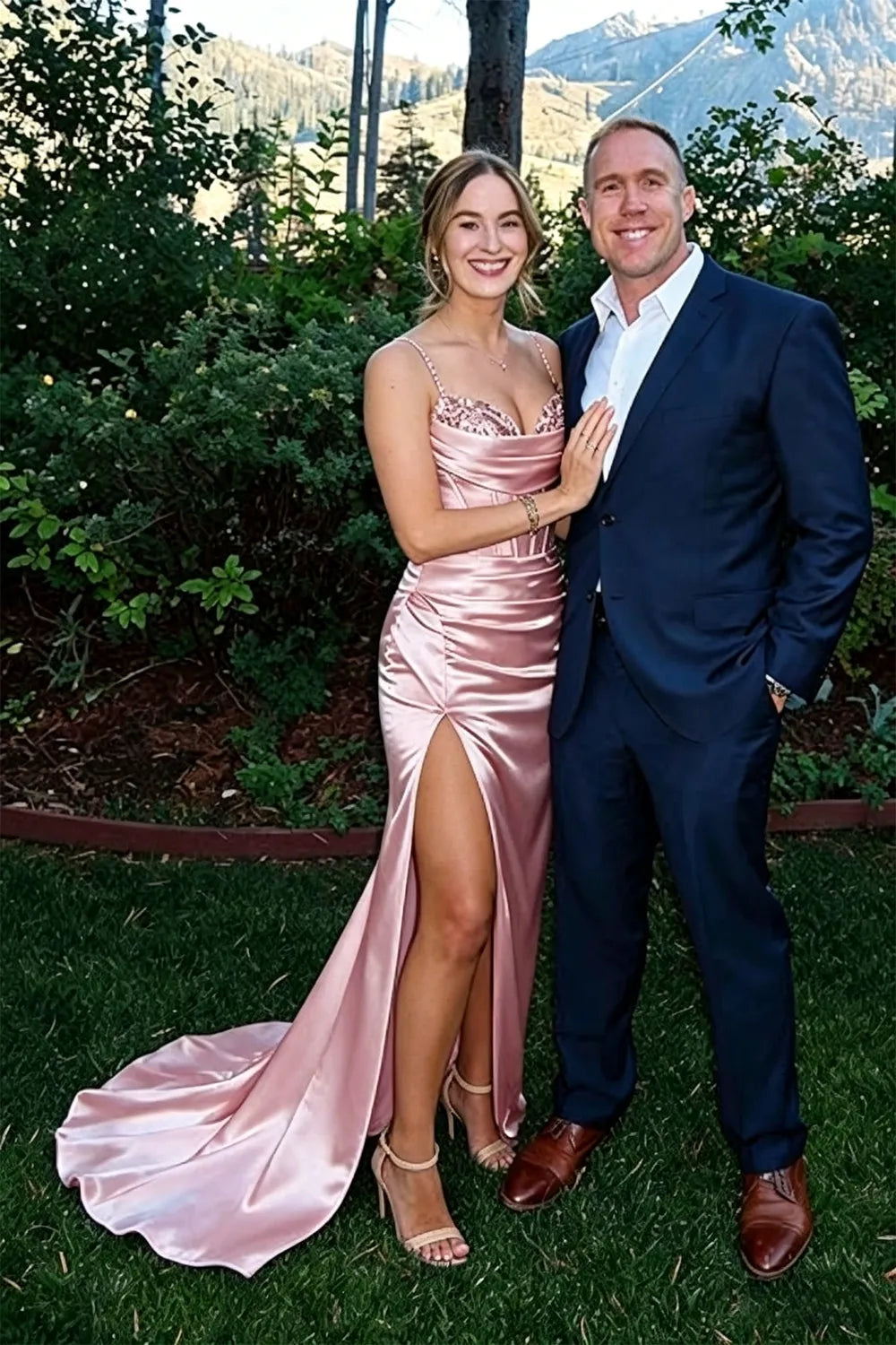 Satin Mermaid Prom Dress with High Slit