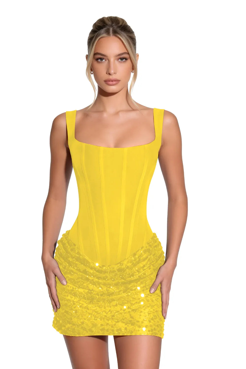 Sequin Corset Mini Dress Lace Up Back Fitted Party Dress
