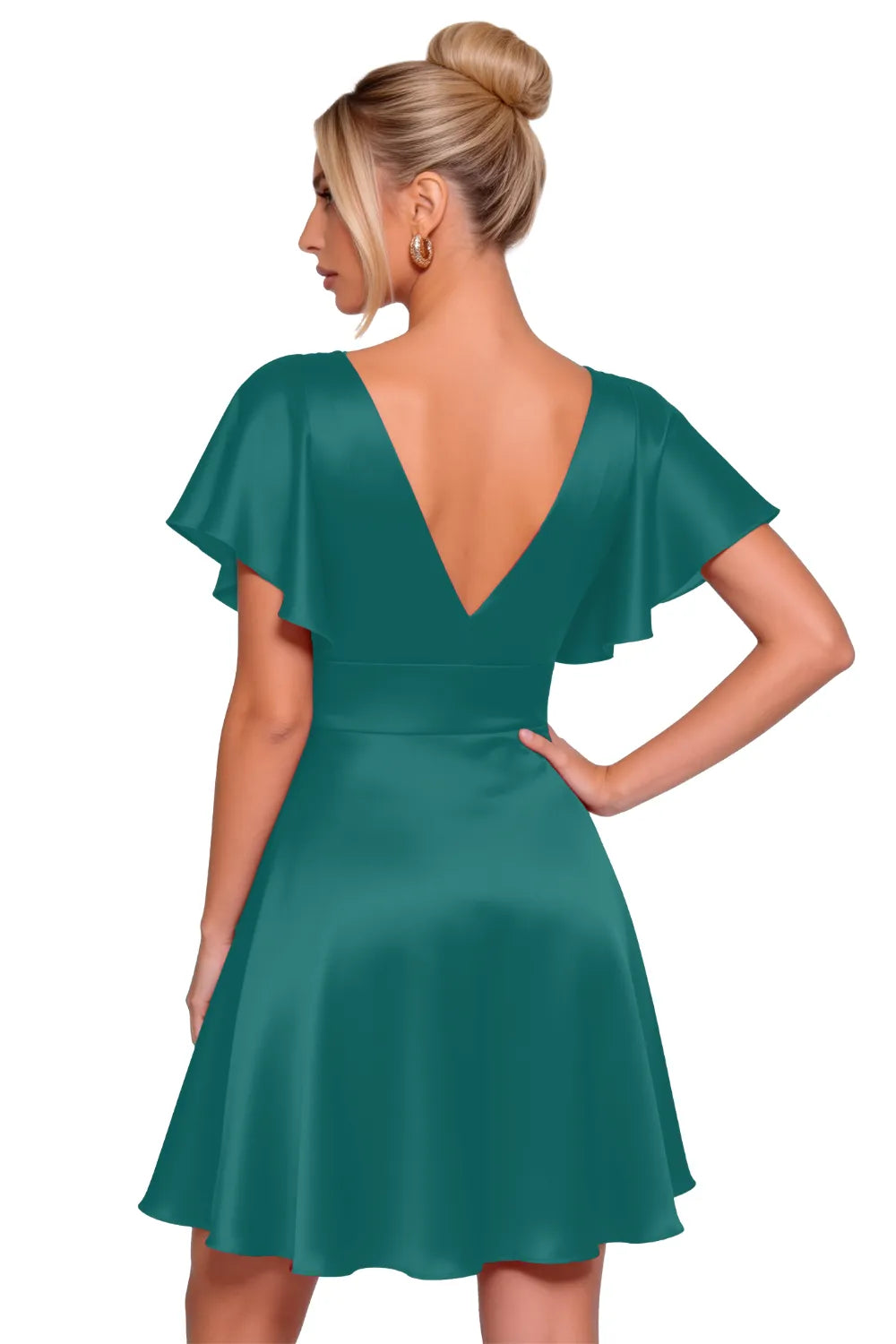 Flowy Flutter Sleeve Mini Dress Semi Formal Style