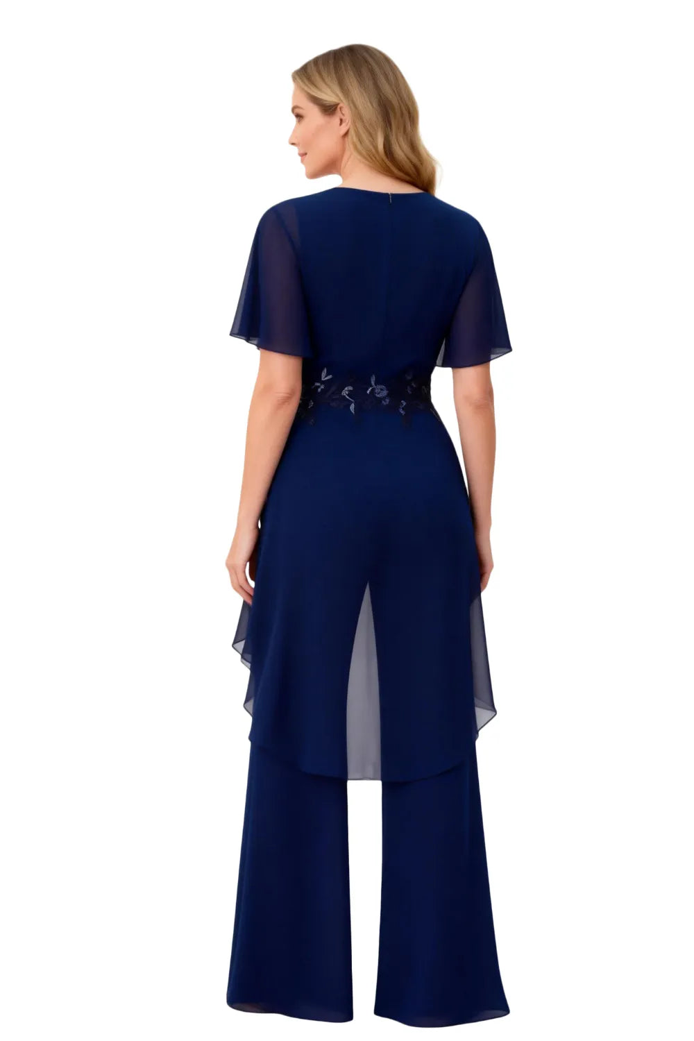 Formal Wide Leg Jumpsuit with Flowing Chiffon Top