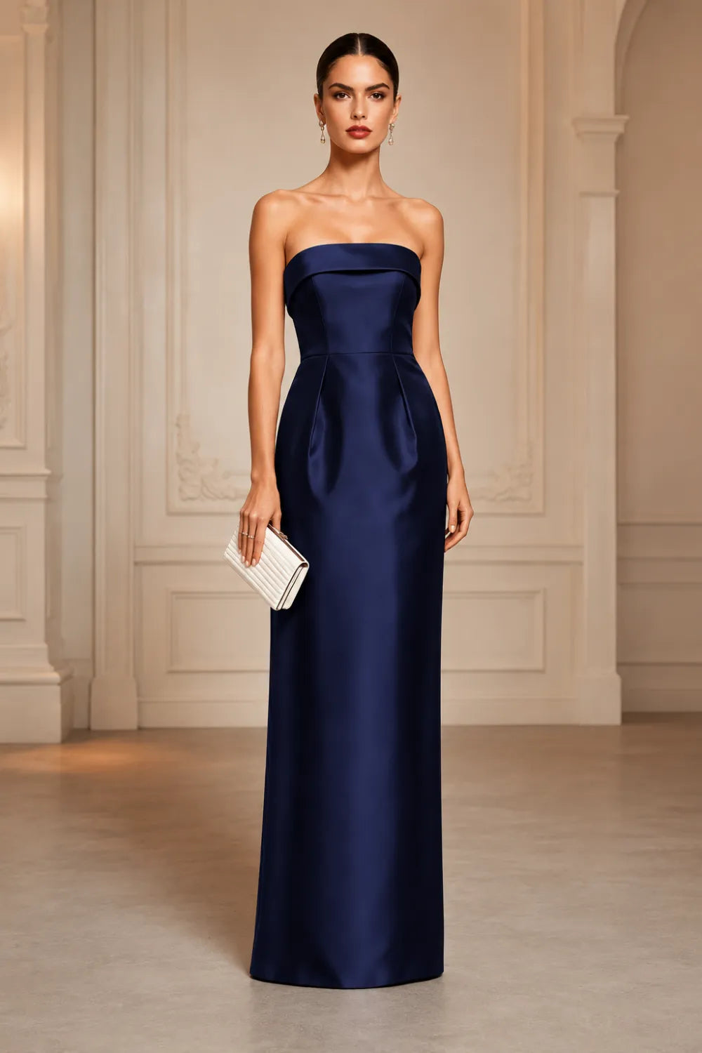 Strapless Satin Evening Gown