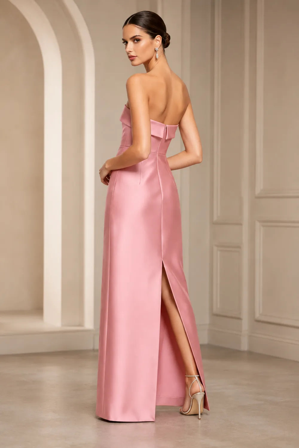 Strapless Satin Evening Gown