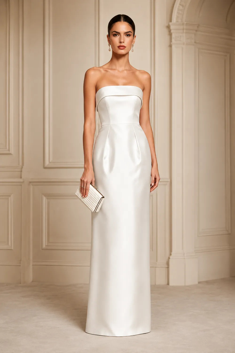 Strapless Satin Evening Gown