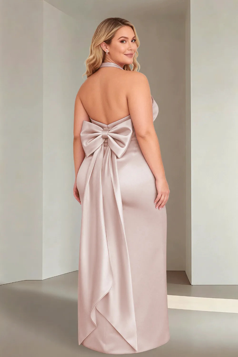 Plus Size Satin Evening Dress