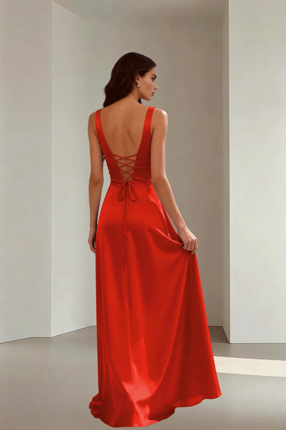 Graceful Lace-Up Back Formal Dress