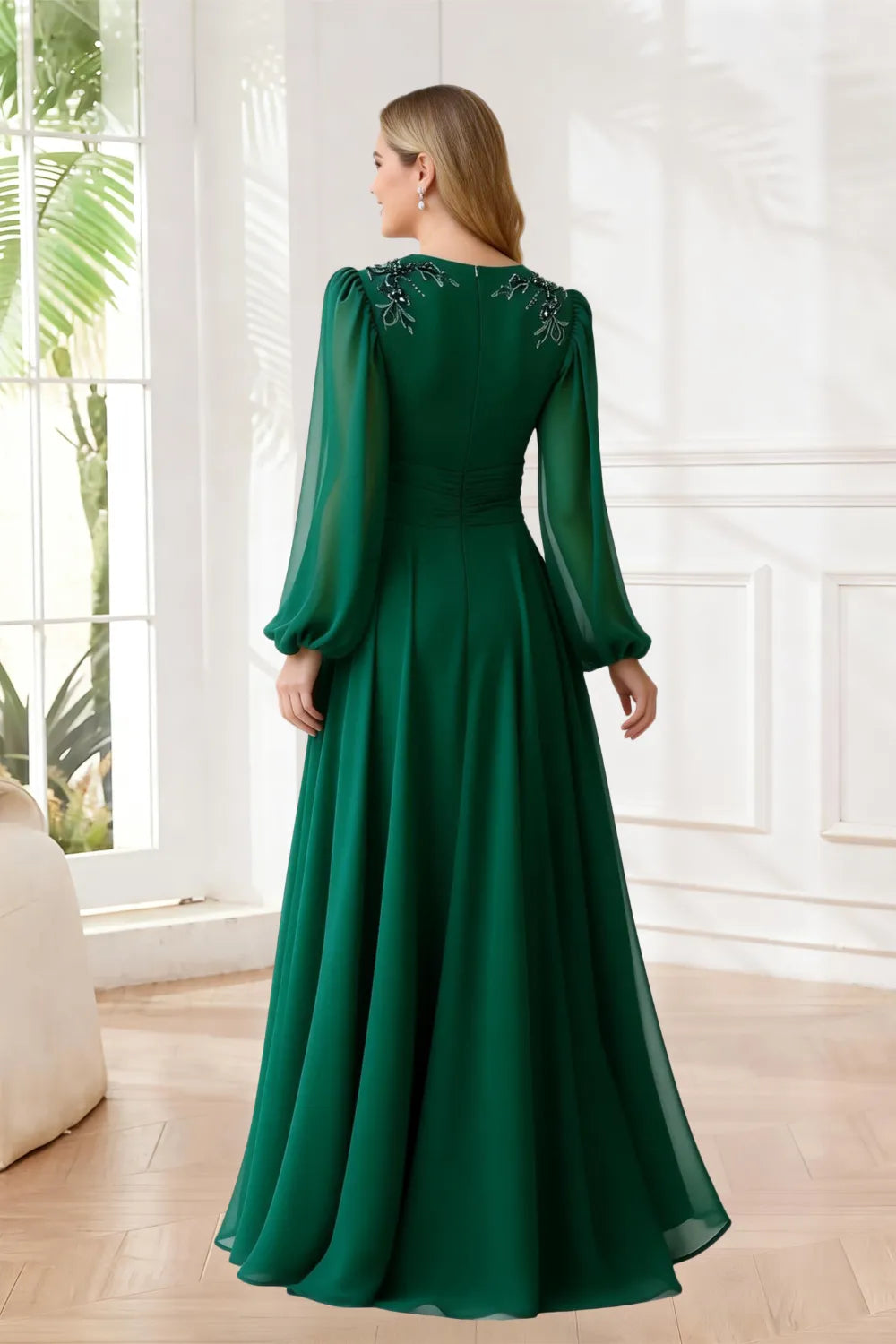 Sophisticated V-Neck Chiffon A-Line Formal Gown