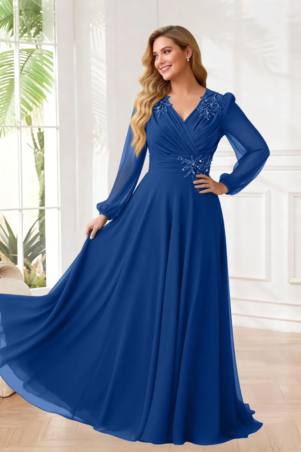 Sophisticated V-Neck Chiffon A-Line Formal Gown