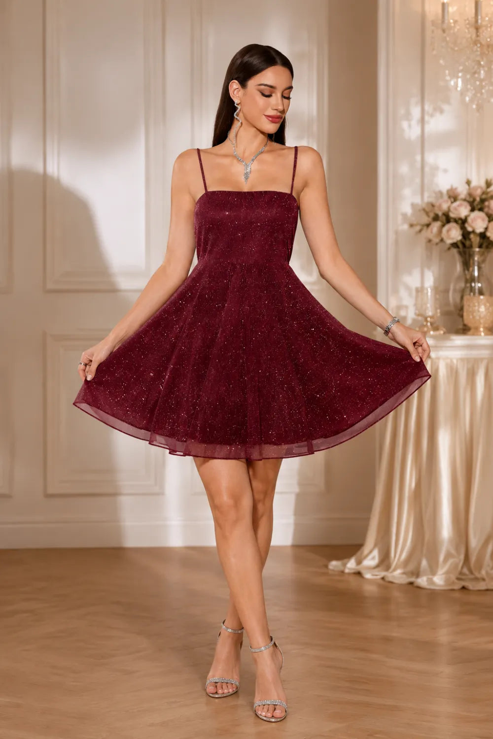 A-Line Mini Dress with Backless Bow Design