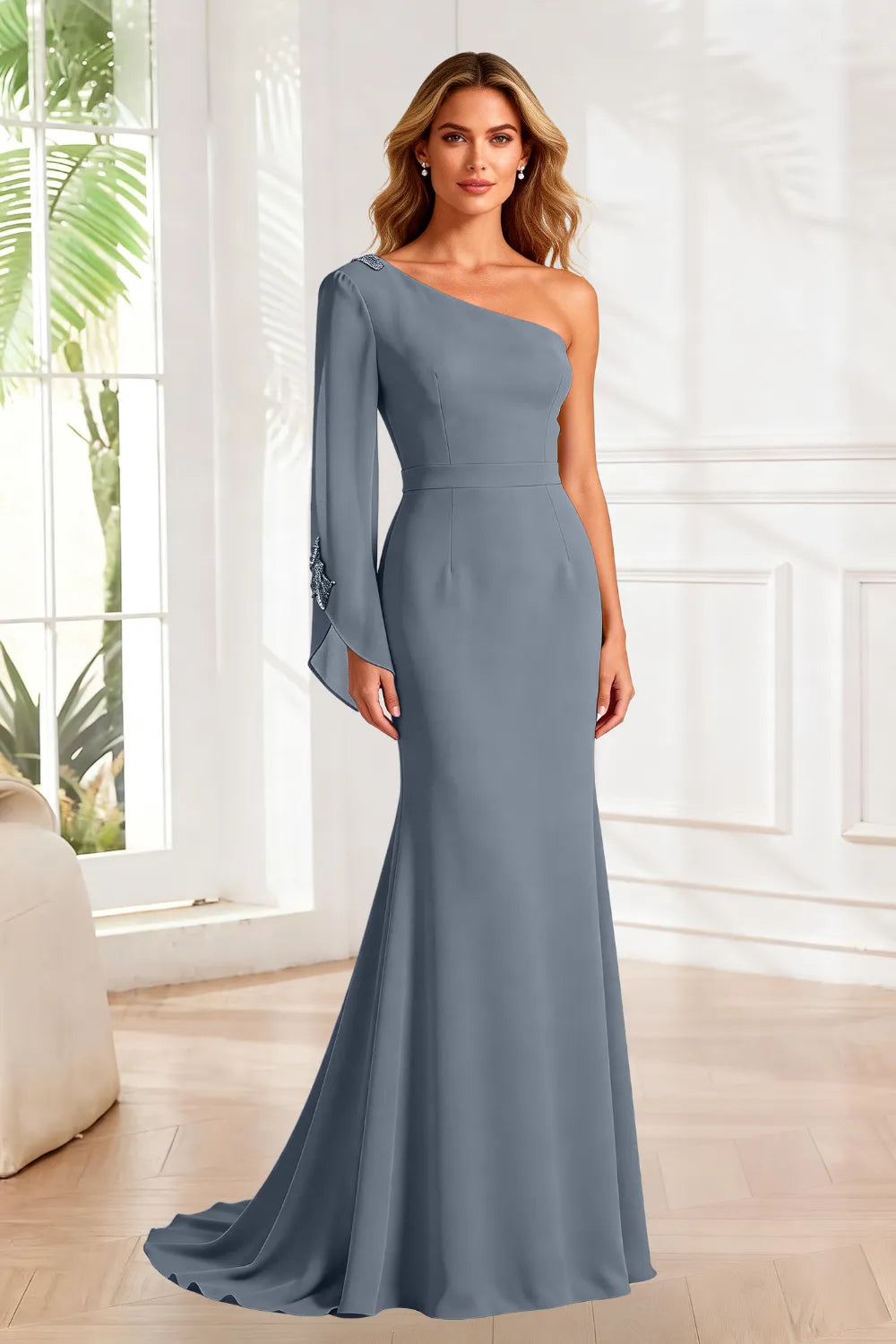 Asymmetrical Grace One Shoulder Gown