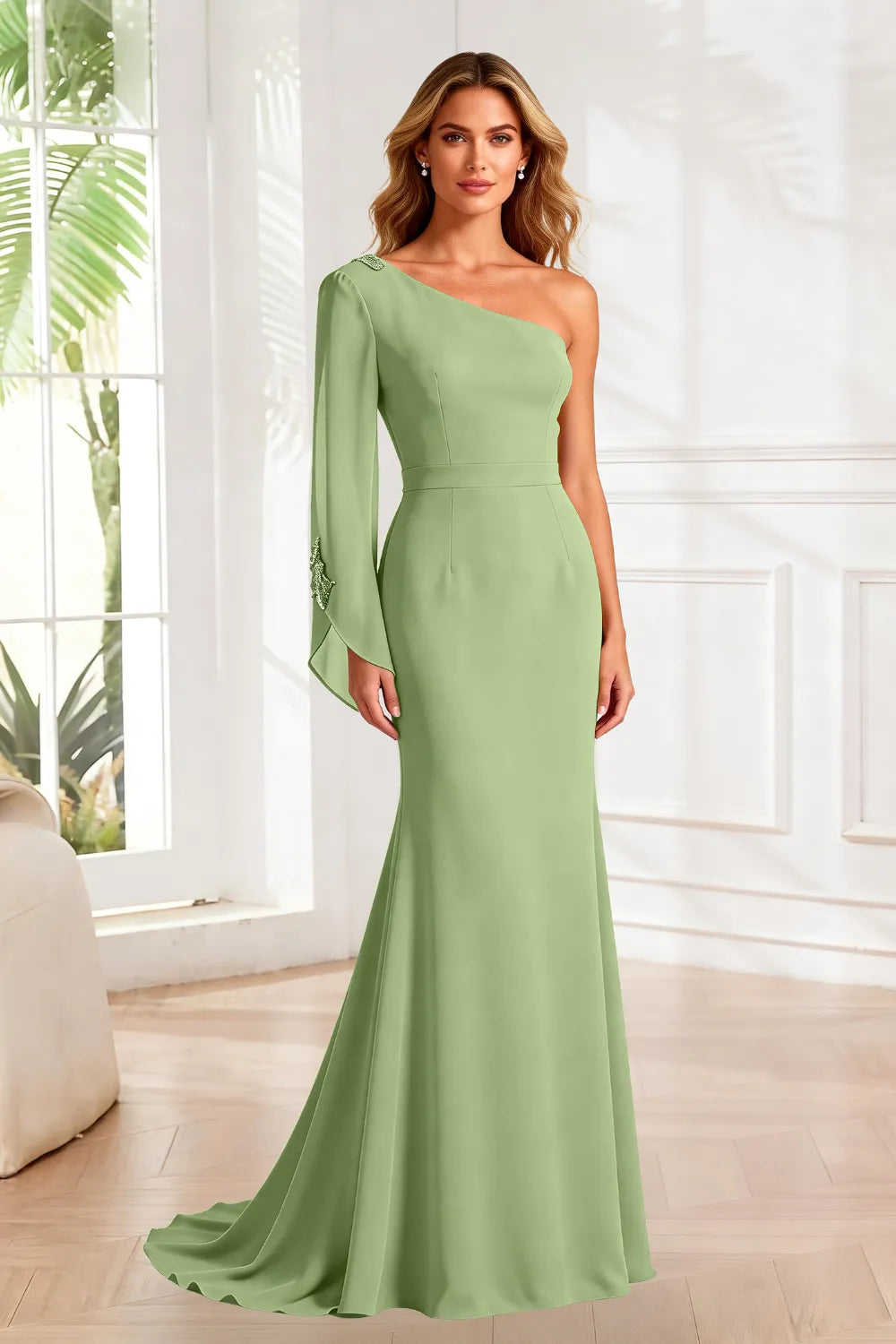 Asymmetrical Grace One Shoulder Gown