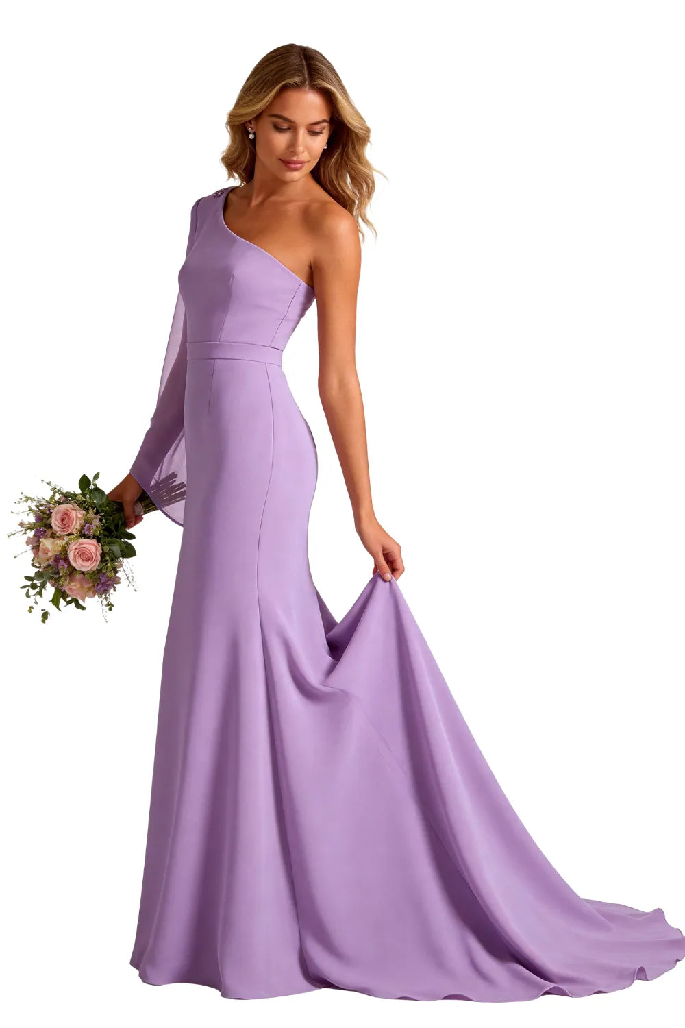 Asymmetrical Grace One Shoulder Gown