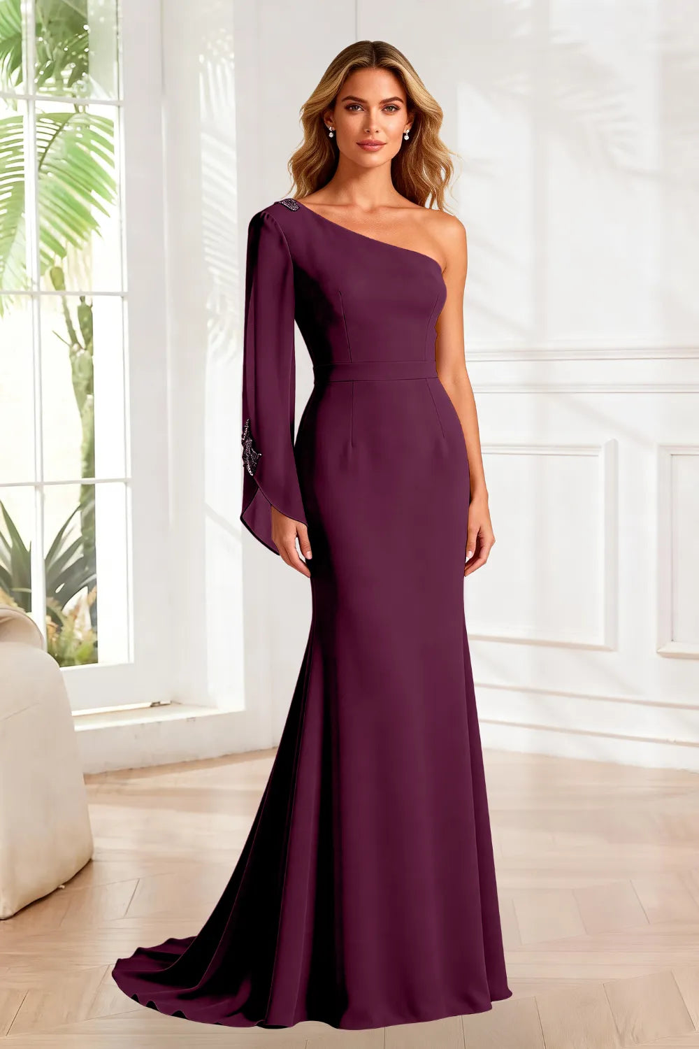 Asymmetrical Grace One Shoulder Gown