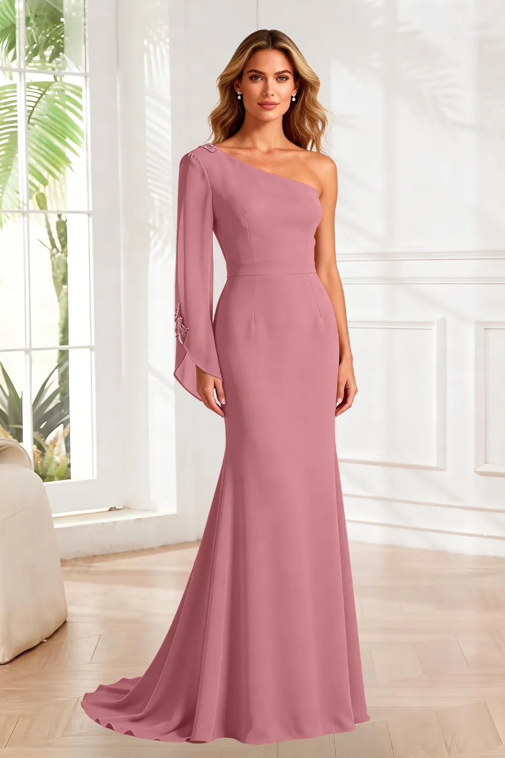 Asymmetrical Grace One Shoulder Gown