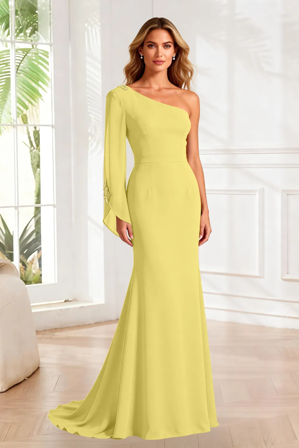 Asymmetrical Grace One Shoulder Gown