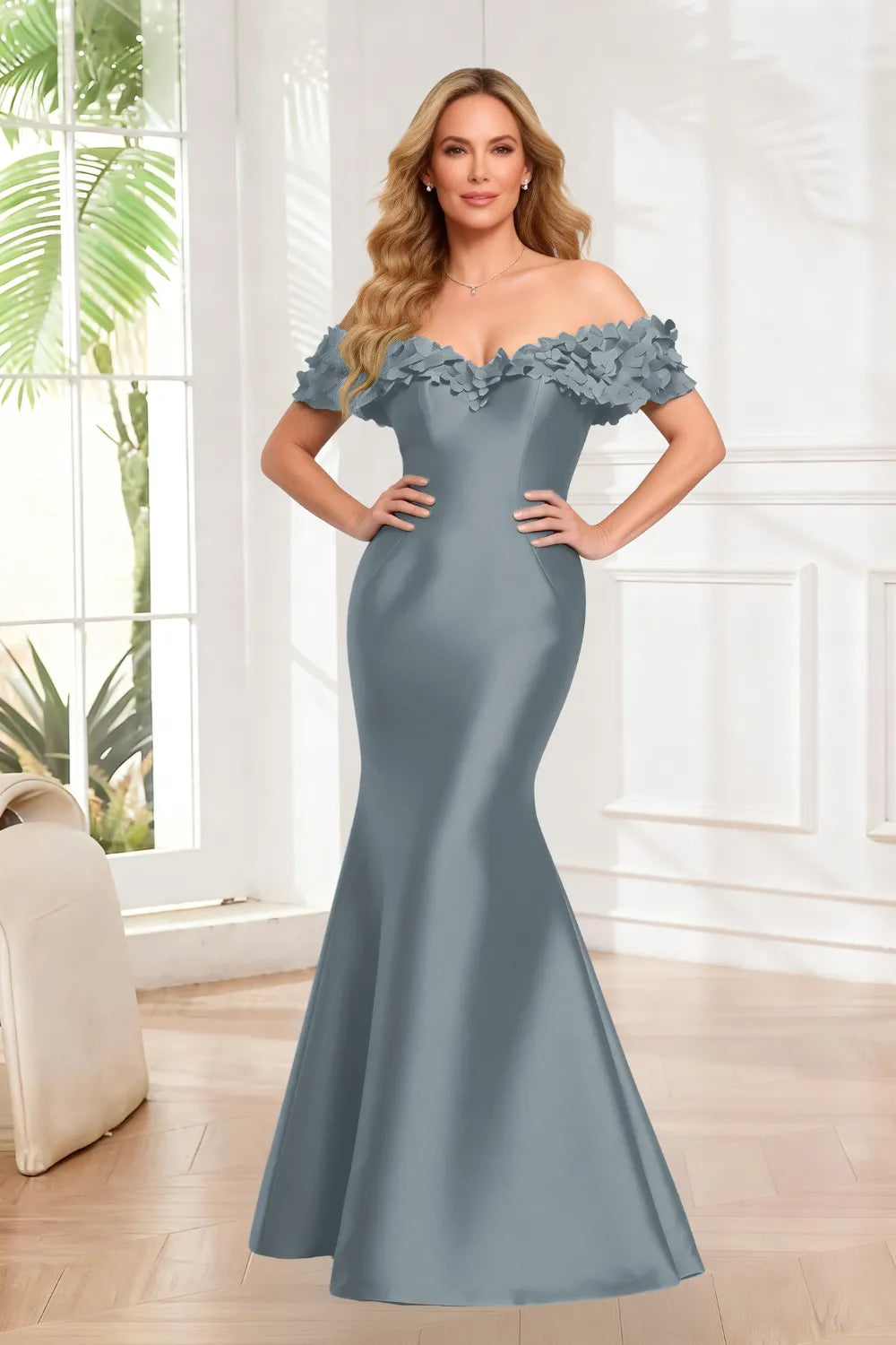 Valencia 3D Floral Mermaid Evening Gown
