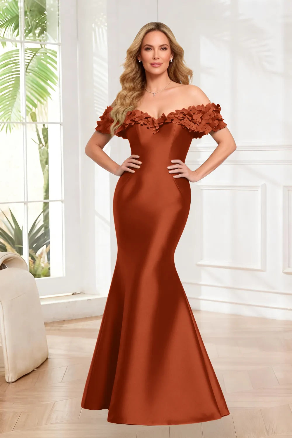 Valencia 3D Floral Mermaid Evening Gown