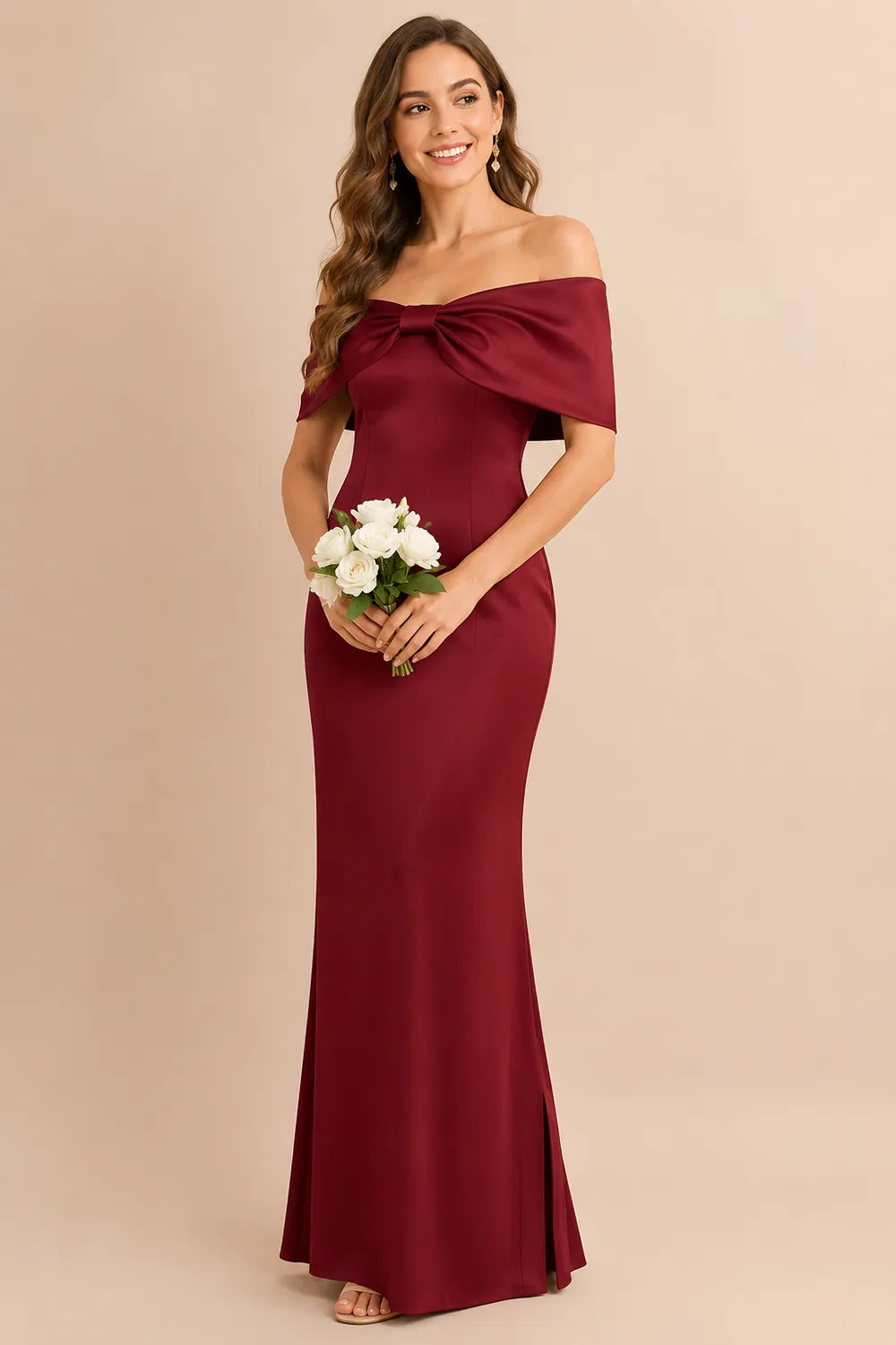 Refined Sweetheart Bow Evening Dress