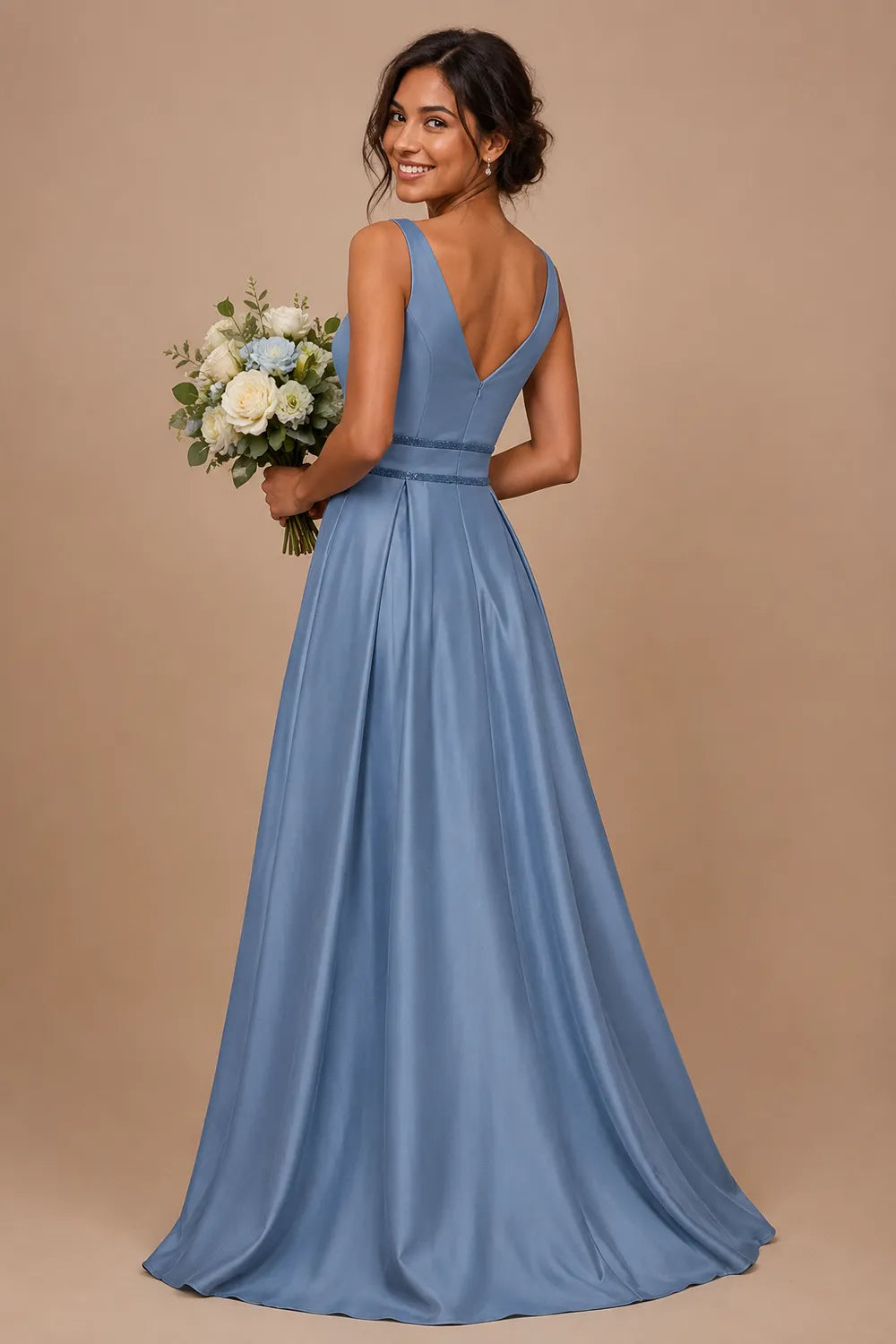 Elegant V Neck A-Line Formal Gown