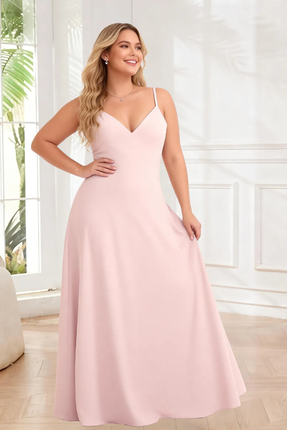 Elegant V-Neck Chiffon A-Line Bridesmaid Maxi Dress