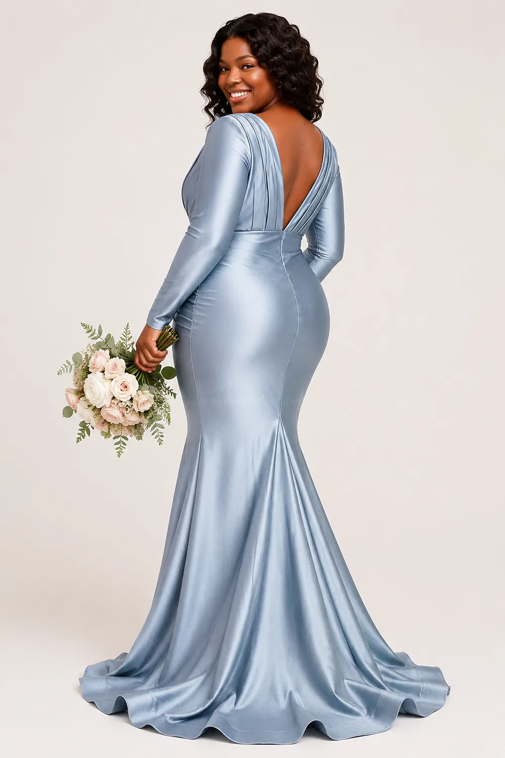 Plus Size V Neck Ruched Bridesmaid Dress