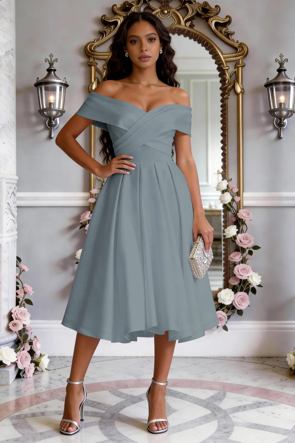 Classic Cross-Front Cocktail Dress