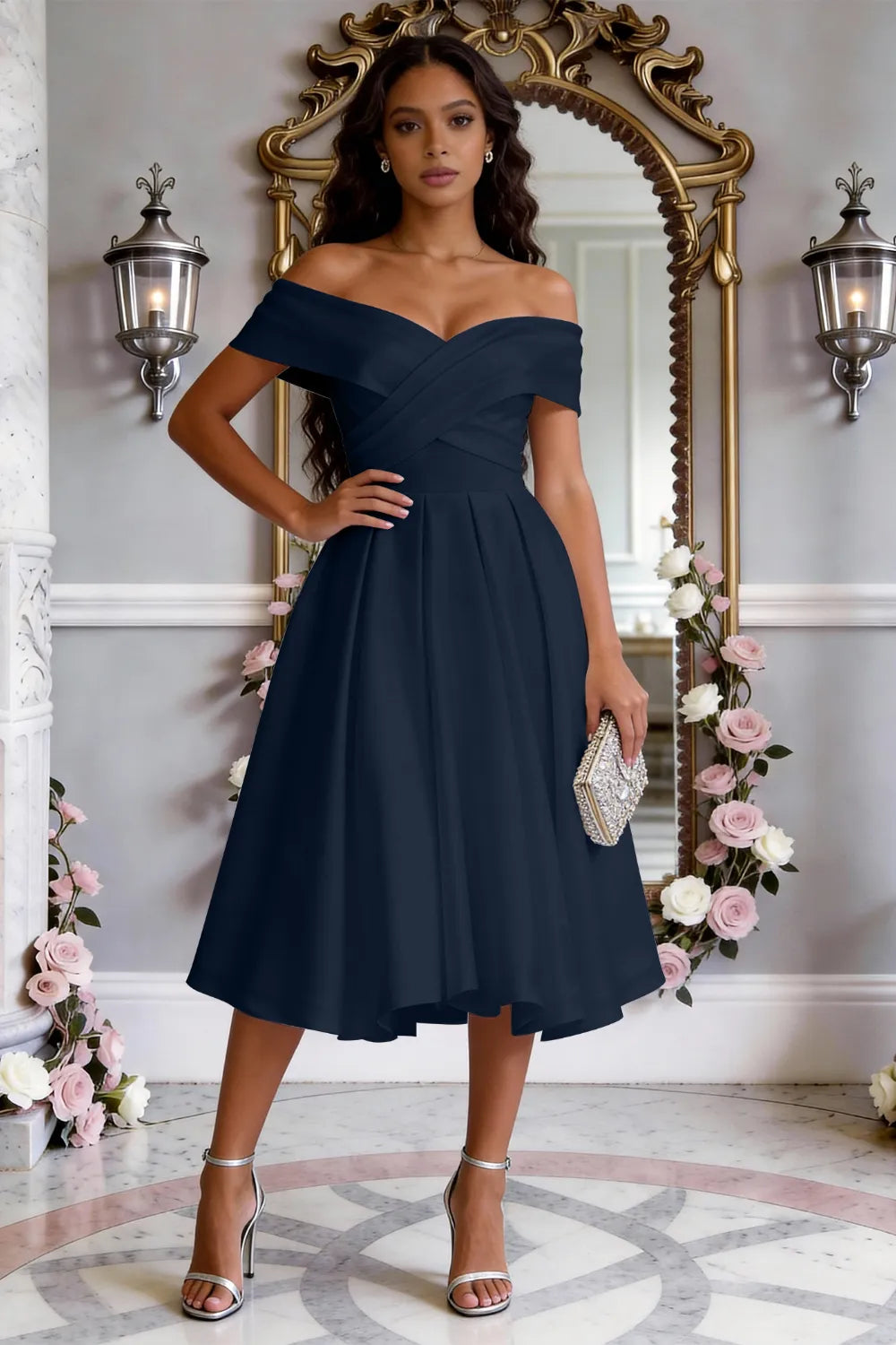 Classic Cross-Front Cocktail Dress